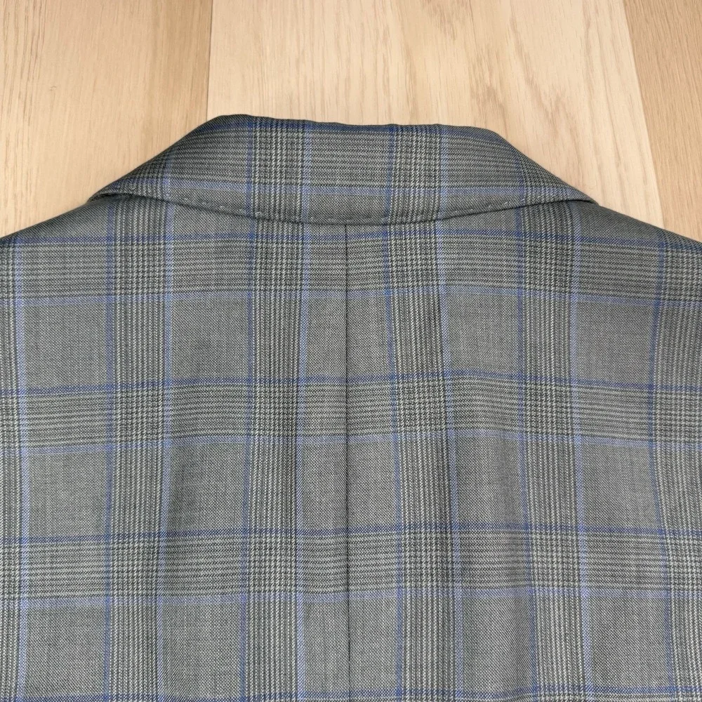 Brooks Brothers Sport Coat Gray Blue Plaid Italian Wool Zignone Blazer Men's 42R